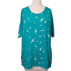 Lularoe Short Sleeve Shirt Hi Lo Tunic Top Irma Size Medium Seagull Bird Print